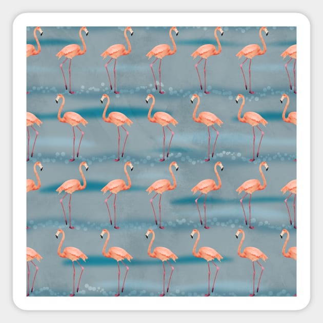 The Flamingo Dance 2 blue Sticker by cesartorresart